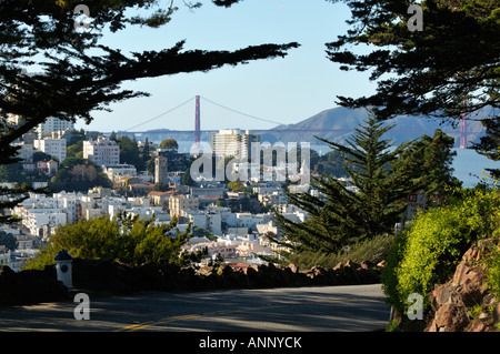 The Golden Gate bridge and strait seen from Telegraph Hill, San Francisco CA Stock Photo