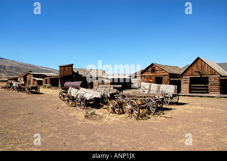 Old wild west buildings at the Old Trail Town, Cody, Wyoming Stock Photo