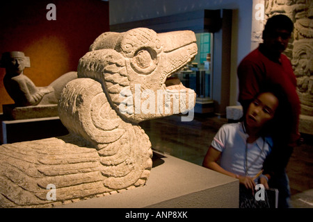 Serpant artifact on display at the National Museum of Anthropology in Mexico City Mexico Stock Photo