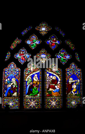 Stained Glass Window at The Parish Church of St Oswald King and Martyr Oswestry Shropshire England Stock Photo
