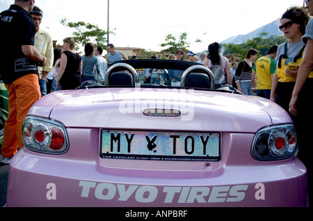 Pink car - Boario tuning show 2006 - Italy Stock Photo