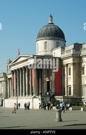 National Gallery art museum original main entrance & colonnade on the concourse overlooking Trafalgar Square in City of Westminster London England UK Stock Photo