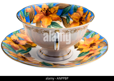 'Queens china' 'art deco' cup and saucer Stock Photo