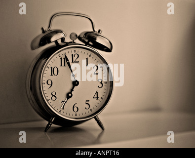 an old fashioned alarm clock Stock Photo
