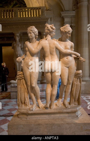 Statue of 3 Graces in the Louve Museum Paris France Stock Photo