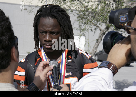 Miami Florida,Overtown,Booker T. Washington High School,campus,public education,campus,state football champions,celebration,Black Blacks African Afric Stock Photo