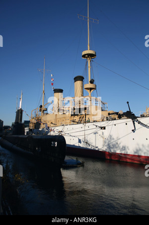 USS Becuna and USS Olympia at Independence Seaport Museum Philadelphia  November 2007 Stock Photo