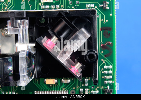 Inside optical components of a barcode scanner Stock Photo