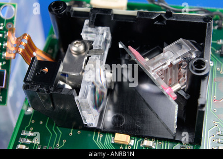 Inside optical components of a barcode scanner Stock Photo
