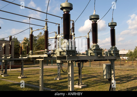 transformer station;electric power transformation substation Stock Photo