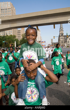 Detroit Michigan Children of members of AFSCME the public employees union at Detroit s Labor Day parade Stock Photo