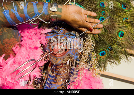 Portrait of Ms Elaine Davidson Guinness world record for number of piercing in her body Stock Photo