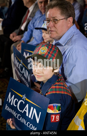 Dad and Sons at Political Campaign Rally Stock Photo