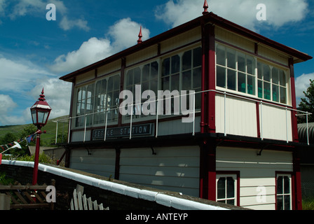 Signal Box at Settle Station on the Settle Carlisle Railway Stock Photo