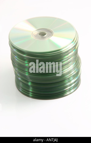 computer data cd in vertical raw isolated on white background Stock Photo