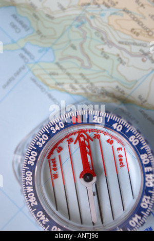 the compass on map Stock Photo - Alamy