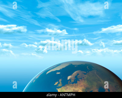 Climate change concept illustration with globe, thermometer, CO2 ...
