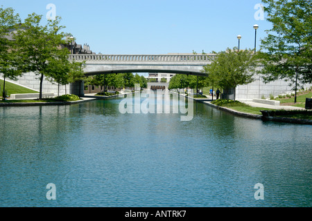 The Central Canal at St Clair Street Indianapolis Indiana IN Stock Photo