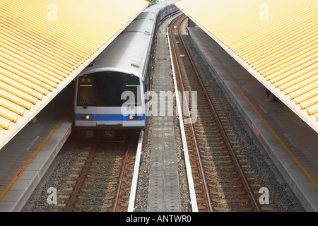 Train Pulling Into MRT Station , Taipei Stock Photo