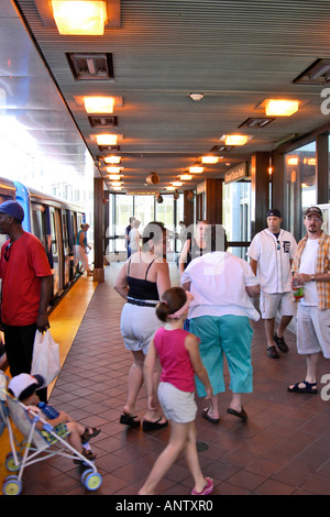 The people-mover metro system on downtown Detroit city, Michigan MI Stock Photo