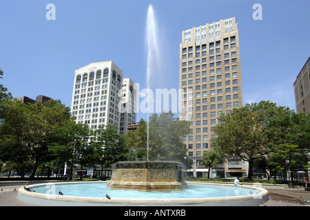 Fountain in Grand Circus Park Detroit Michigan MI Stock Photo