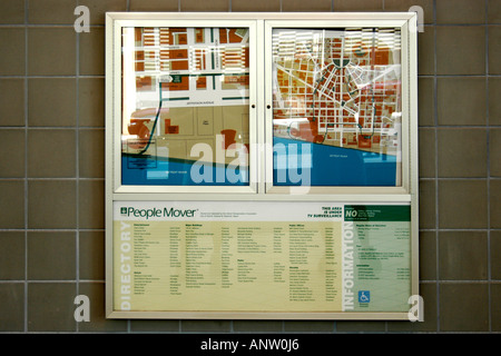 Information Map outside a metro station in Detroit Michigan MI Stock Photo