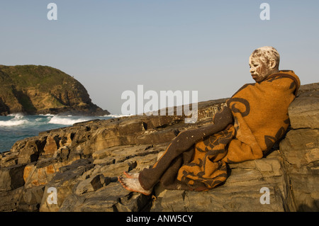 Xhosa boy in initiation period after circumcision, Coffee Bay, Wild Coast, Eastern Cape, South Africa Stock Photo