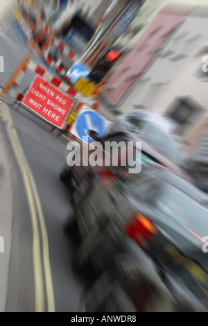 Road works traffic delay Stock Photo