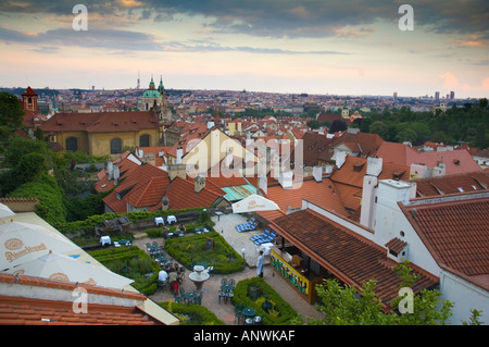Outdoor Cafe on the Castle Hill in Prague Czech Republic Europe Stock Photo
