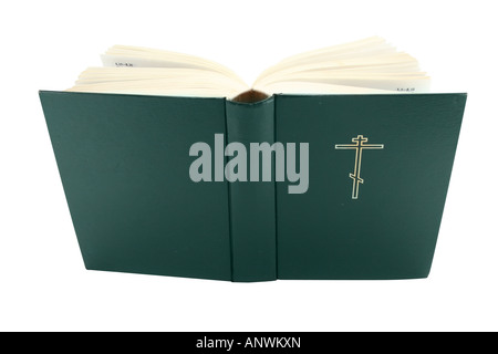 Opened bible book with clipping path isolated Stock Photo