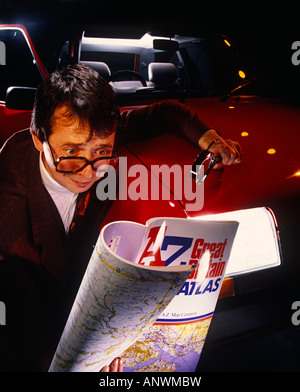 Man lost in the dark as he doesn’t have satellite navigation Stock Photo