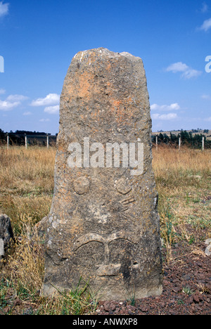 Stellae serve as headstones for those that have died, some date from the 12th century AD, Ethiopia, Africa. Stock Photo