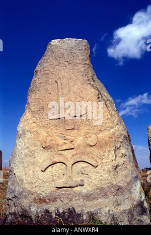 Headstones called Tija Stellae, date from the 12th century AD, in Ethiopia, Africa. Stock Photo