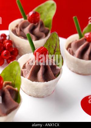 Chicken liver pate canapes gourmet editorial party food Stock Photo