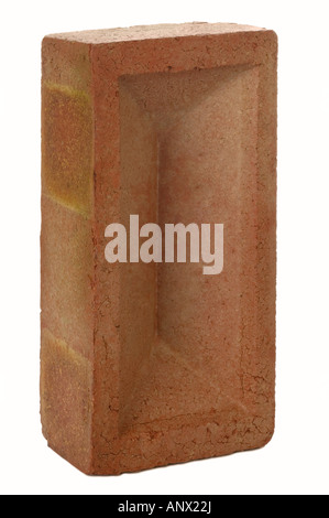 Red brick in an upright position isolated on a white background, cut out Stock Photo