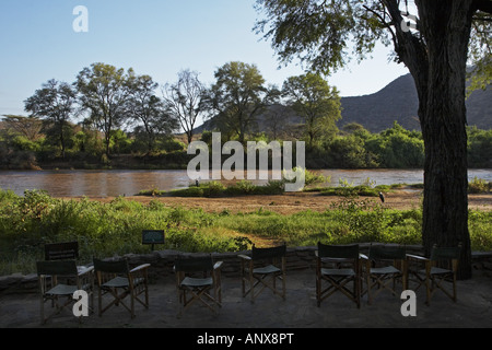 view to the river at Samburu Serena Lodge, Kenya, Samburu National Reserve, Isiolo Stock Photo