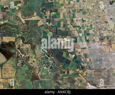 aerial map of San Joaquin river delta California Stock Photo