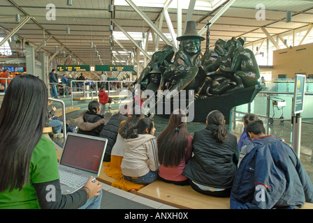 The Spirit of Haida Gwaii, The Jade Canoe  By Bill Reid, Cast Bronze, 1994 Vancouver Airport British Columbia BC Canada Stock Photo