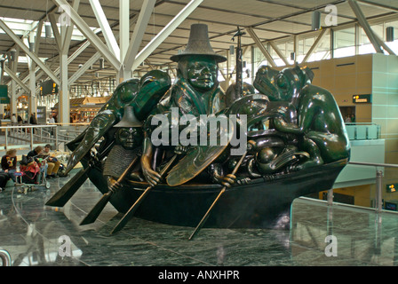 The Spirit of Haida Gwaii Sculpture, in the public concourse Vancouver Airport British Columbia Stock Photo