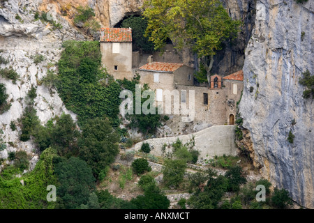 Ermitage St Antoine de Galamus Pyrenees Orientales France Stock Photo