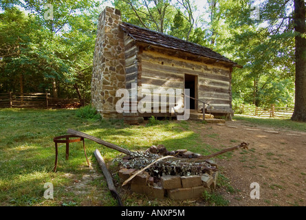 Lincoln Cabin at the Lincoln Boyhood National Memorial, Lincoln City IN Stock Photo