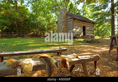 Lincoln Cabin at the Lincoln Boyhood National Memorial, Lincoln City IN Stock Photo