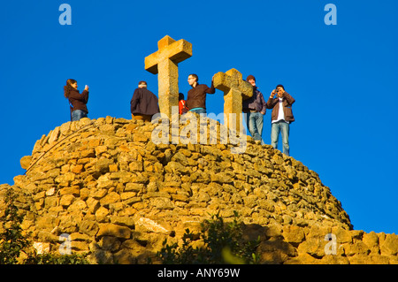 Hill with crosses in Parc Güell in Barcelona Catalonia Spain EU Stock ...