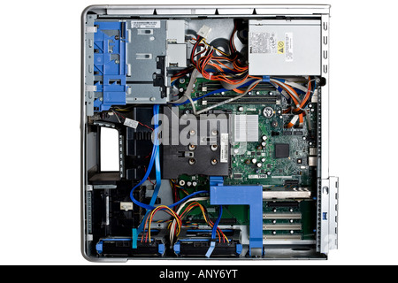 Inside the computer tower case Stock Photo