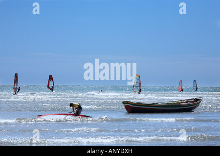 windsurfing in the beautiful fisherman village of Jericoacoara in ceara state brazil Stock Photo