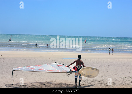 windsurfing in the beautiful fisherman village of Jericoacoara in ceara state brazil Stock Photo