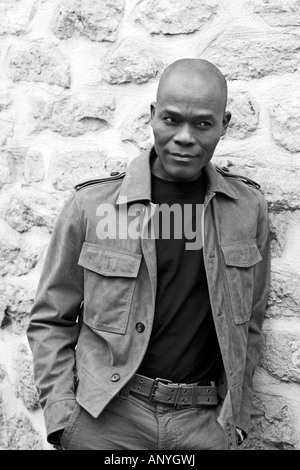 studio shot portrait of a smiling forty Handsome Afro-American Man Stock Photo