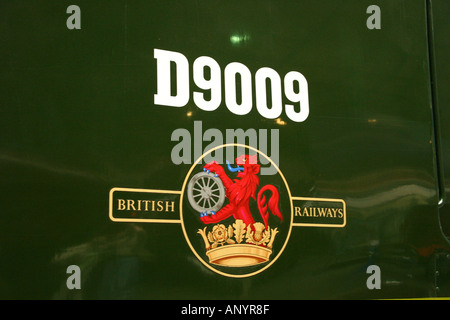 1950s British railways logo on side of diesel locomotive Stock Photo