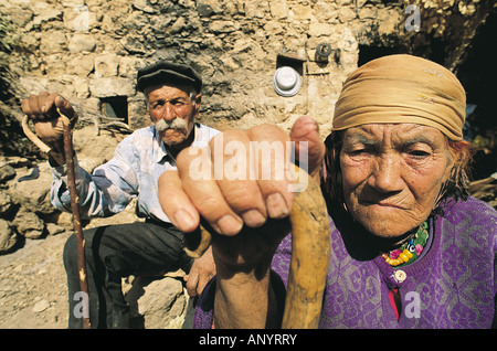 Elder Kurdish couple , south east Anatolia Turkey . Stock Photo