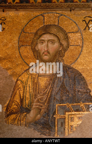 Portrait of Christ Deesis Last Judgement Mosaic Aya Sofya Istanbul Turkey Stock Photo